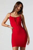 Lace-Up Bodycon Mini Dress