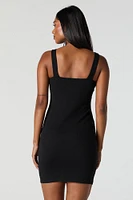 Ribbed Square Neck Bodycon Mini Dress