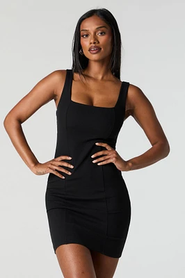 Ribbed Square Neck Bodycon Mini Dress