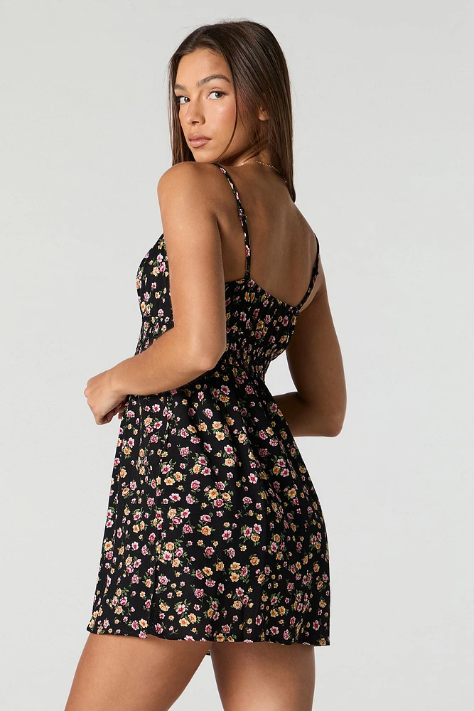 Floral Print Milkmaid Cami Mini Dress