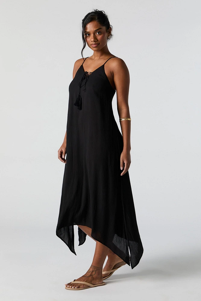 V-Neck Tassel Midi Dress