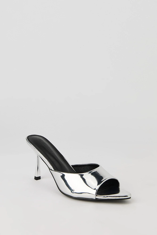Metallic Open Toe Heel