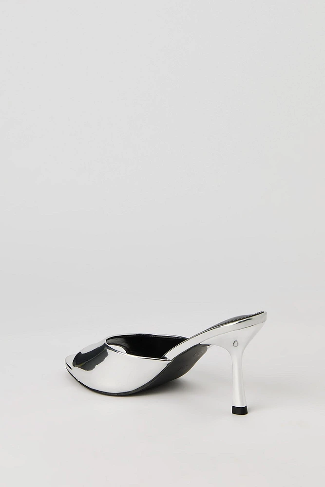 Metallic Open Toe Heel