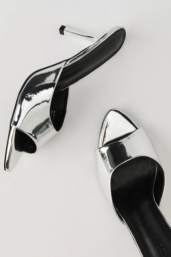 Metallic Open Toe Heel