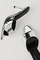 Metallic Open Toe Heel