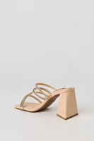 Chaussures à talon carré et lanière garnie de pierres du Rhin