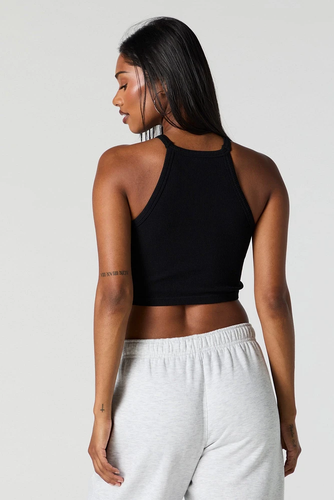 Seamless Ribbed Halter Cropped Tank