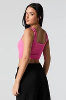 Seamless Ribbed Square Neck Cropped Tank