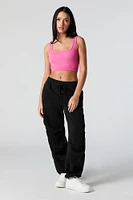 Seamless Ribbed Square Neck Cropped Tank