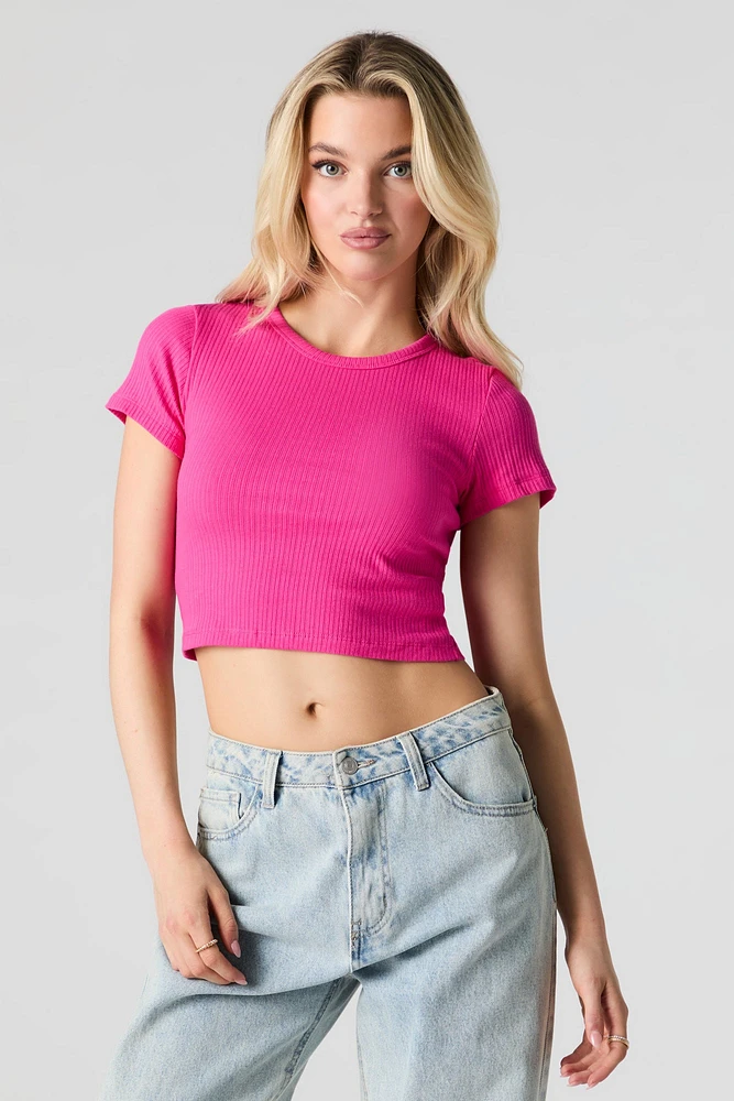T-shirt ultracourt côtelé