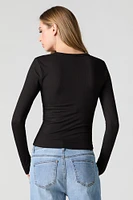 Rhinestone Ribbed Long Sleeve Top