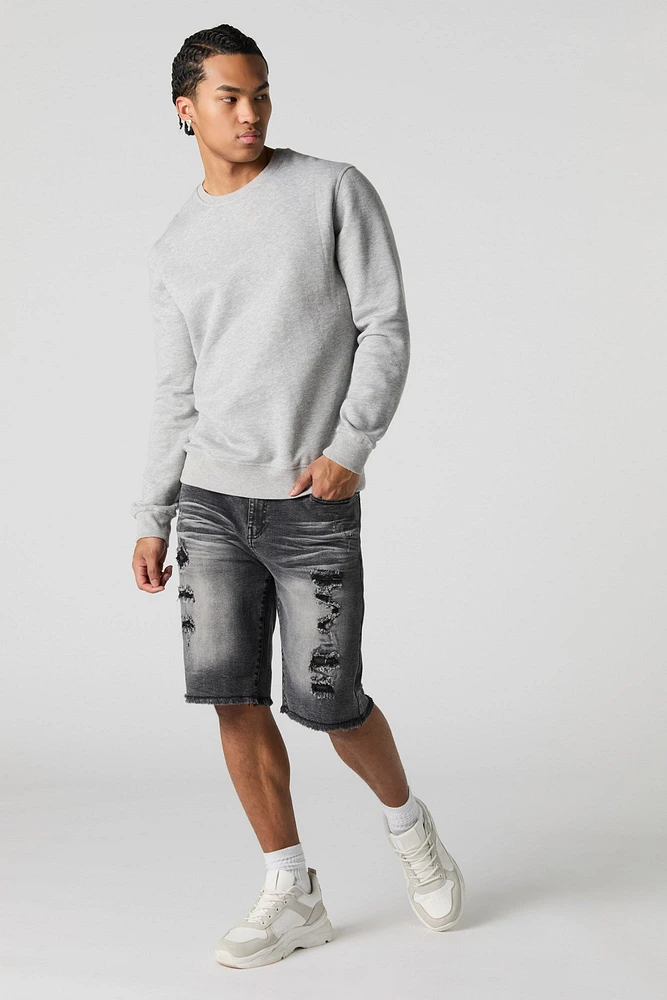 Distressed Frayed Hem Denim Short