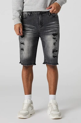 Distressed Frayed Hem Denim Short