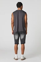 Distressed Moto Denim Short