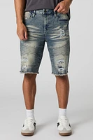 Short de style moto en denim d'aspect us