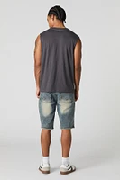 Short de style moto en denim d'aspect us