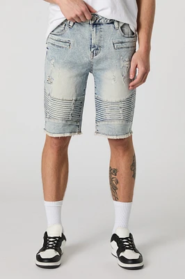 Short de style moto en denim d'aspect us