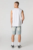 Short de style moto en denim d'aspect us