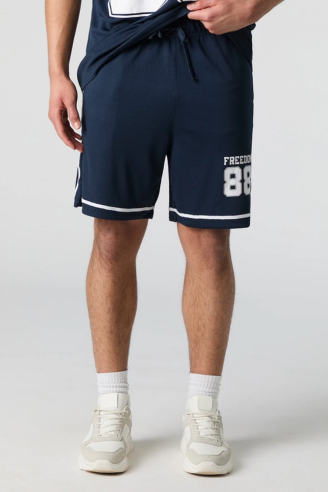 Short sport en filet imprimé