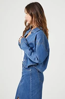 Oversized Denim Button-Up Top