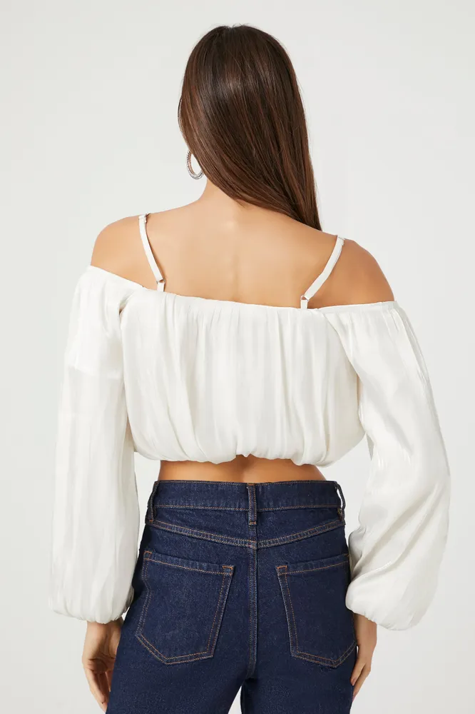 Satin Off Shoulder Crop Top