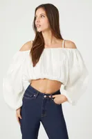 Satin Off Shoulder Crop Top