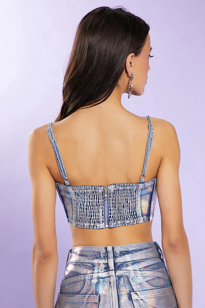 Iridescent Denim Crop Top