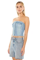 Denim Button Front Tube Top