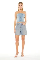 Denim Button Front Tube Top