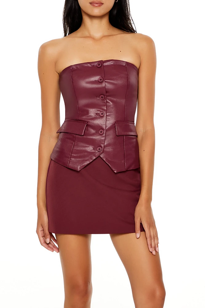 Faux Leather Tube Top