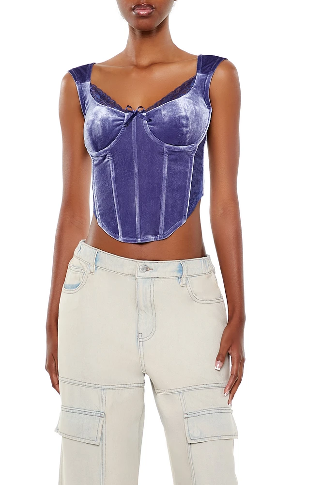 Velvet Bow Bustier Crop Top