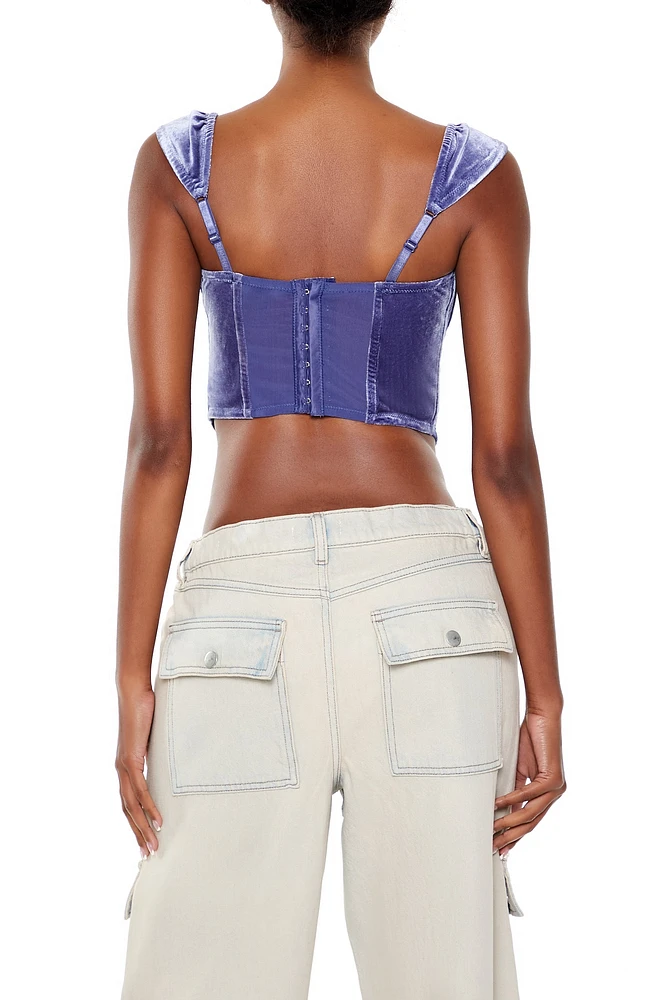 Velvet Bow Bustier Crop Top