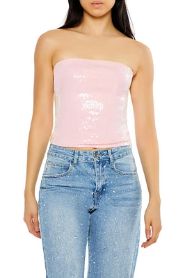 Sequin Cropped Tube Top