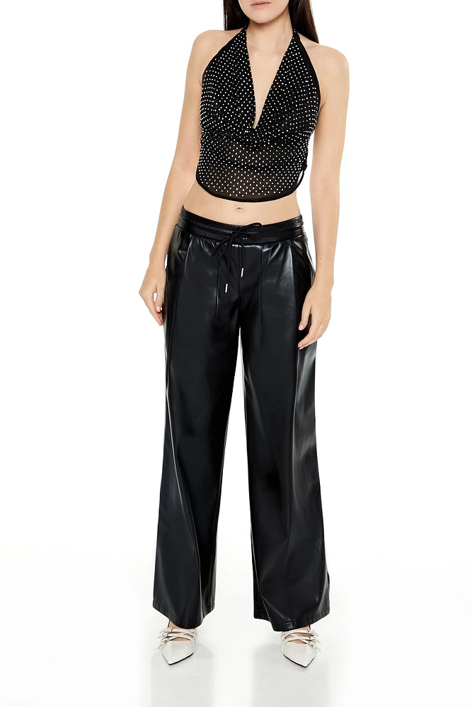 Chiffon Rhinestone Halter Top