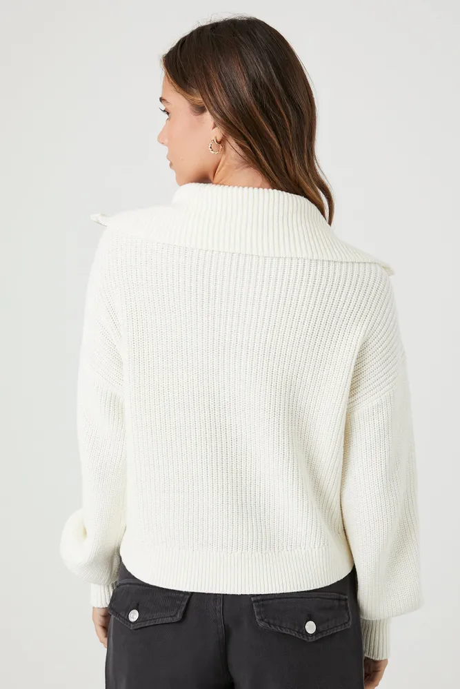 Half Zip Ribbed Knit Sweater