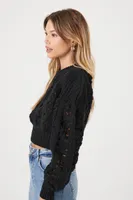 Open Knit Cropped Sweater