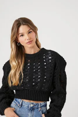 Open Knit Cropped Sweater