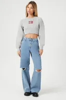 New York Embroidered Cropped Sweatshirt