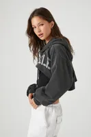 Los Angeles Graphic Cropped Hoodie