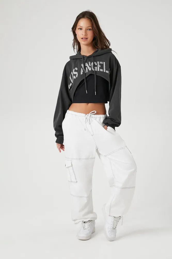 Los Angeles Graphic Cropped Hoodie