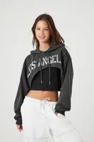 Los Angeles Graphic Cropped Hoodie