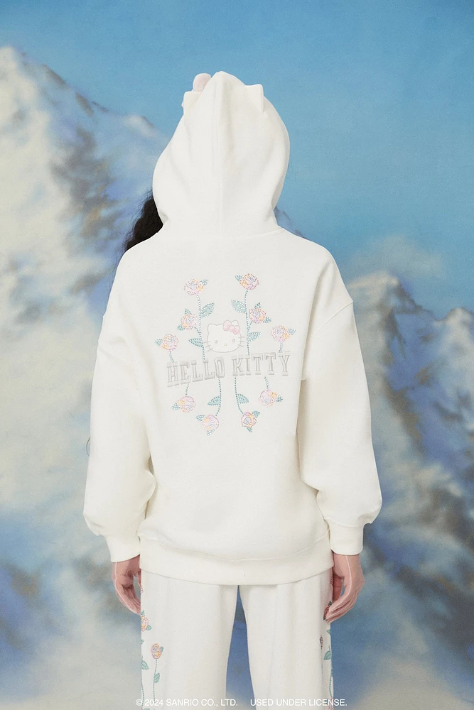 Hello Kitty Rose Embroidered Hoodie