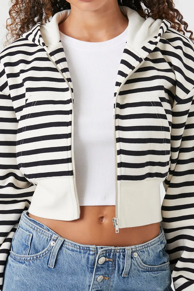 Striped Ribbed Zip-Up Jacket
