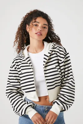 Striped Ribbed Zip-Up Jacket