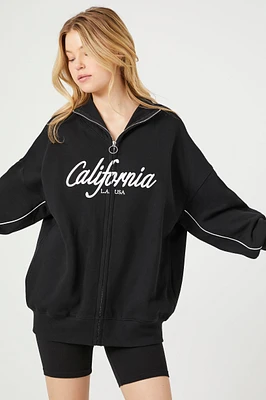 California Embroidered Fleece Zip-Up Hoodie