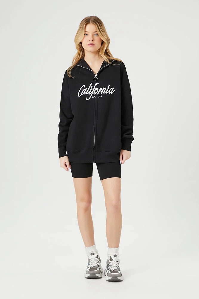 California Embroidered Fleece Zip-Up Hoodie