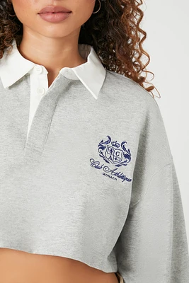 Monaco Embroidered Collared Cropped Fleece Sweatshirt