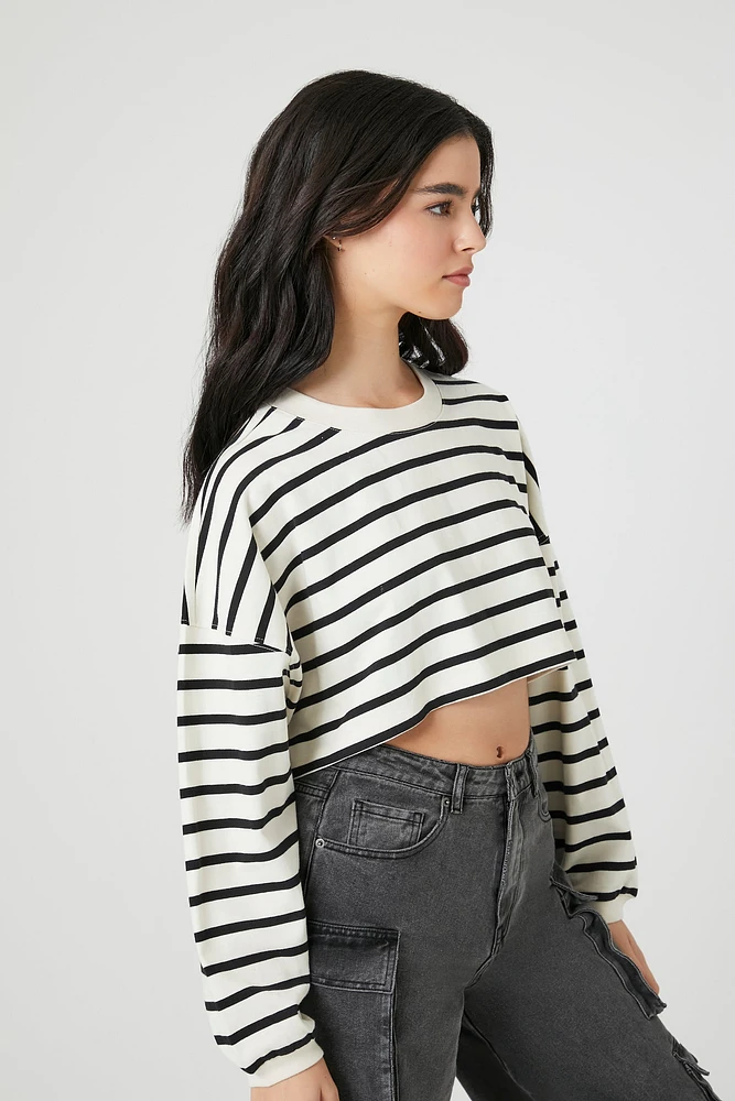 Striped Cropped Long Sleeve Top