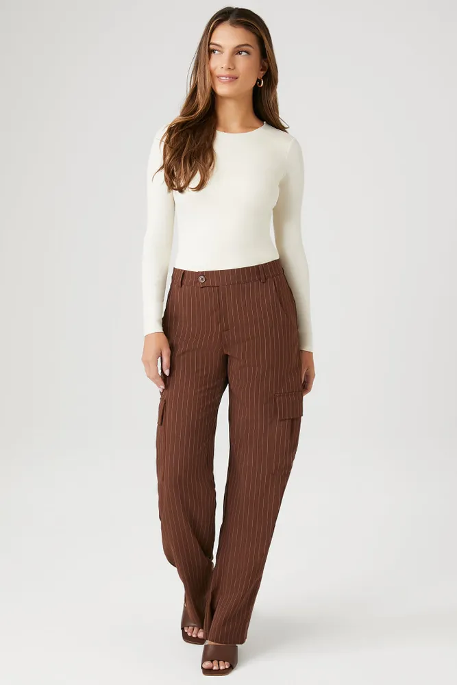 Pinstriped Wide Leg Cargo Pant
