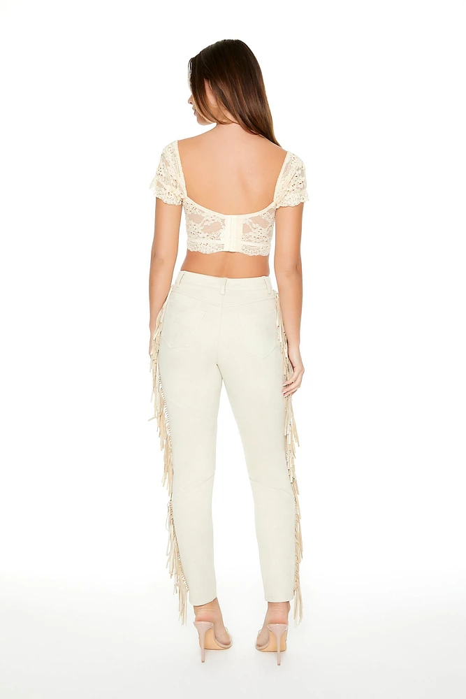 Faux Suede Fringe Bootcut Pant